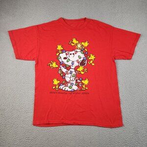 Peanuts Christmas Snoopy Charlie Brown Woodstock Shirt Mens Large Holiday Season